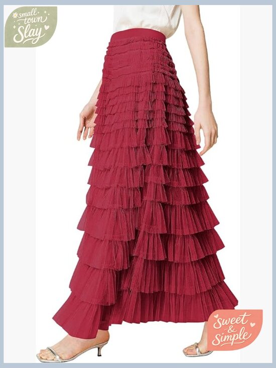 Dresses & Skirts - High Waist Tulle Maxi Skirt A-Line Flowy Party Wedding Guest